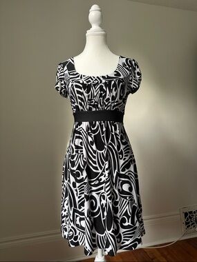 MAJORA Y2K Paisley Preppy Whimsygoth Short Sleeve Tie Back Mini Dress Medium